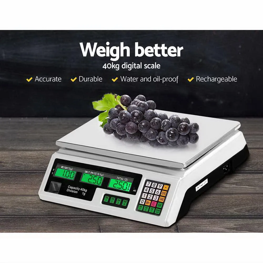 40KG Digital Kitchen Scales w/ LCD & Memory, Emajin