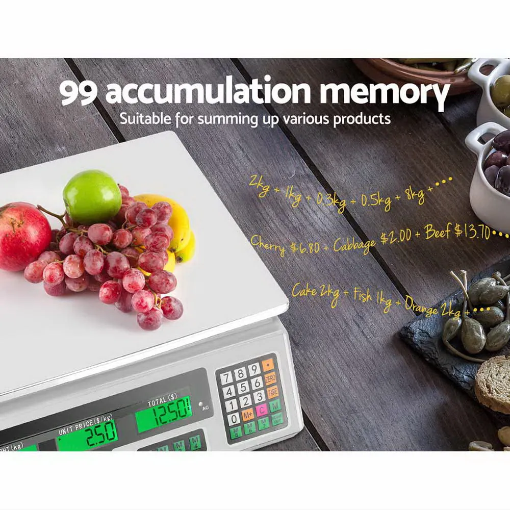 40KG Digital Kitchen Scales w/ LCD & Memory, Emajin