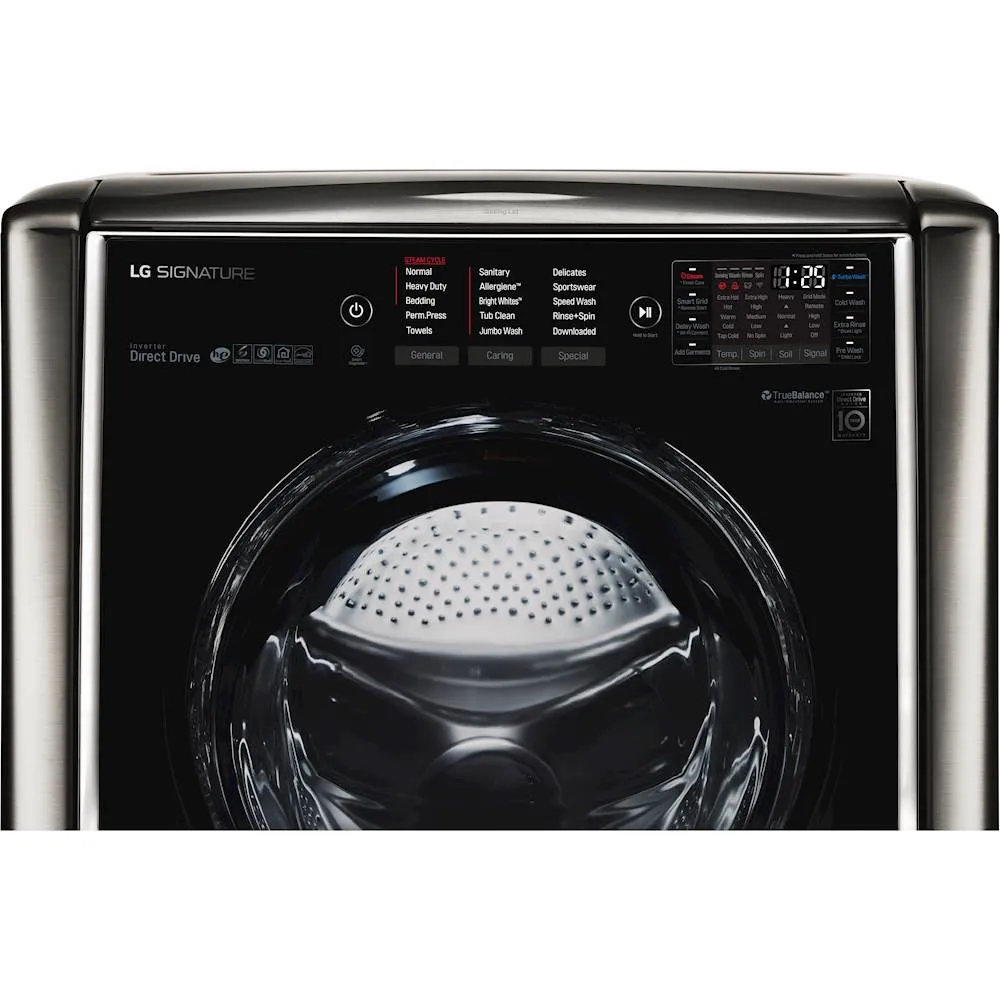 5.8 cu. ft. Large Capacity High Efficiency Smart Front Load Washer with TurboWash and Steam in Black Stainless Steel