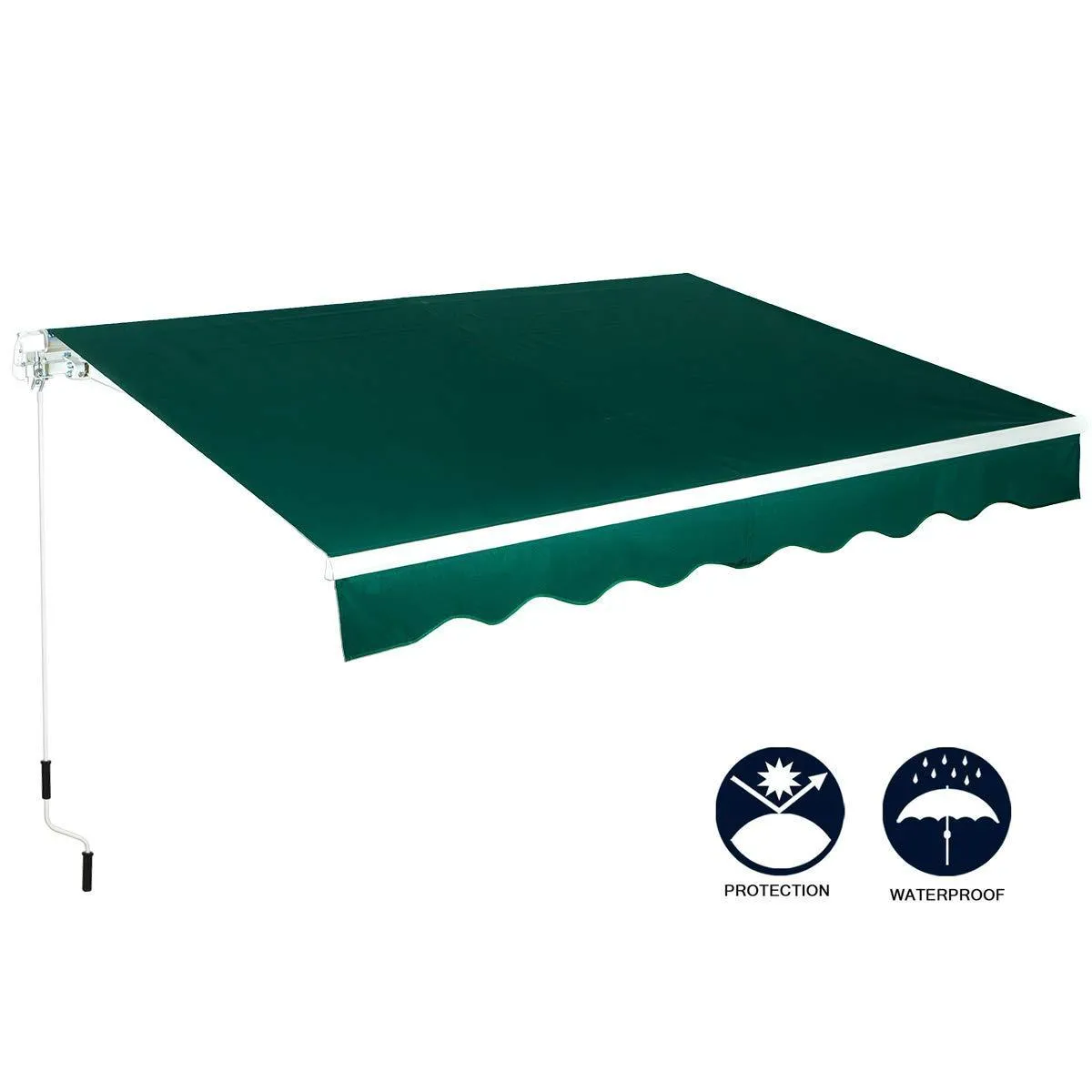 8.2'x6.5' Patio Awning Retractable Deck Sunshade with Manual Crank Handle, Dark Green