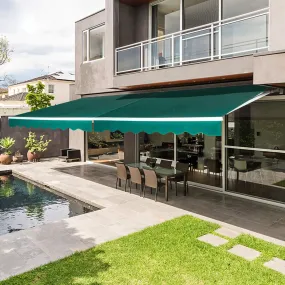 8.2'x6.5' Patio Awning Retractable Deck Sunshade with Manual Crank Handle, Dark Green