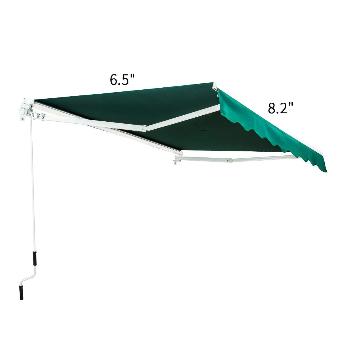 8.2'x6.5' Patio Awning Retractable Deck Sunshade with Manual Crank Handle, Dark Green