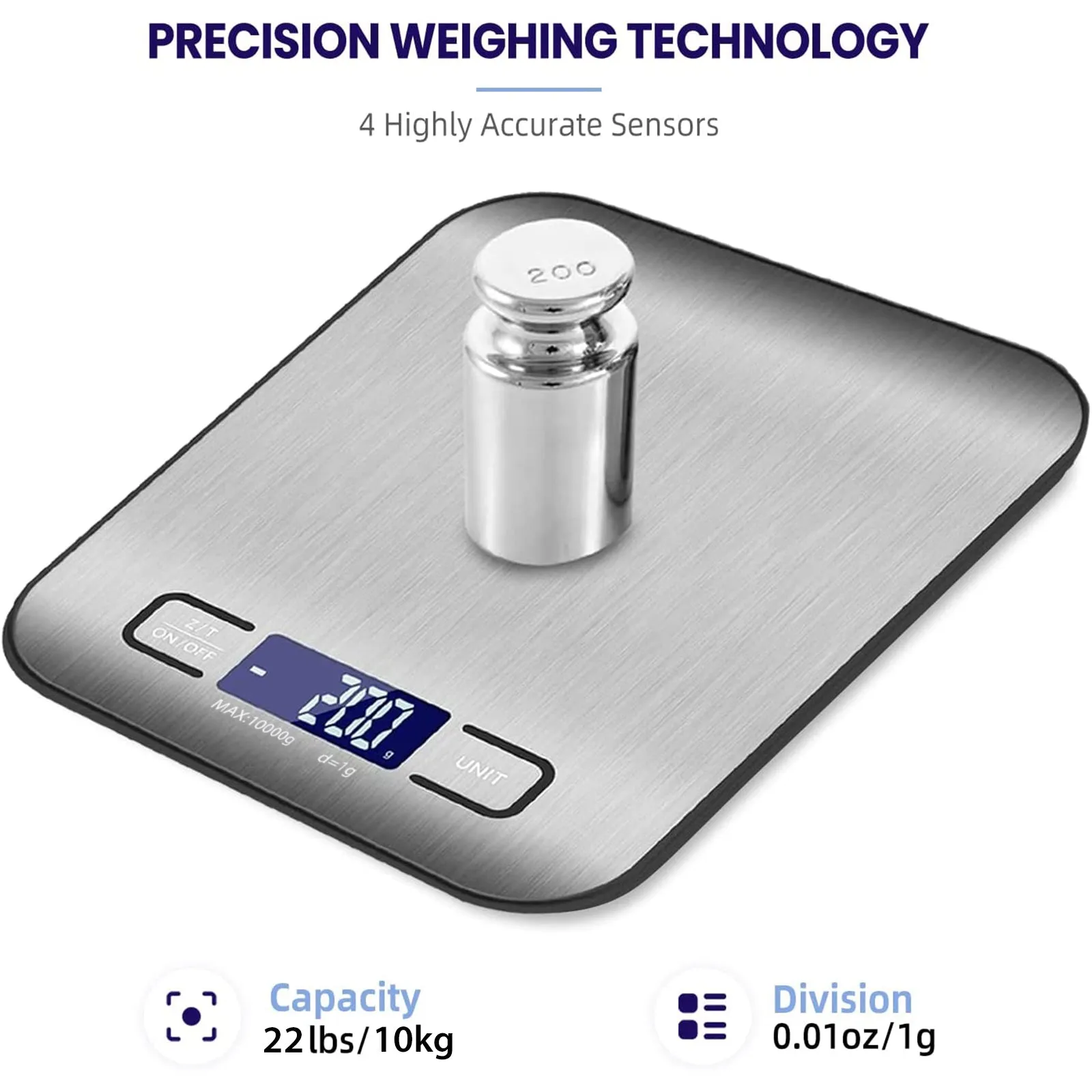 Digital Food Scale 22lb Kitchen Scales Grams and Ounces for Weight Loss Bn-link