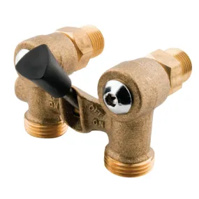 Kingston Brass 1/2" MIP Inlet x 3/4" Hose Thread, Dual Outlet Washing Machine Shut off Valve