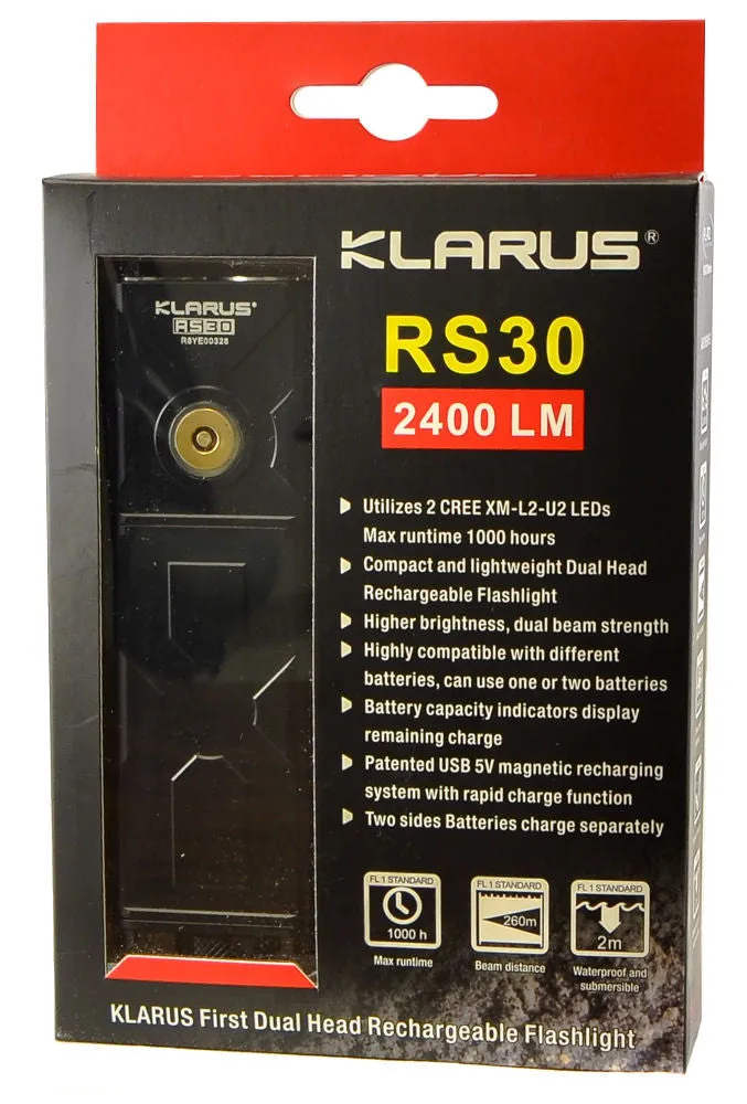 Klarus RS30 CREE XM-L2 U2 LED Flashlight - 2400 Lumens