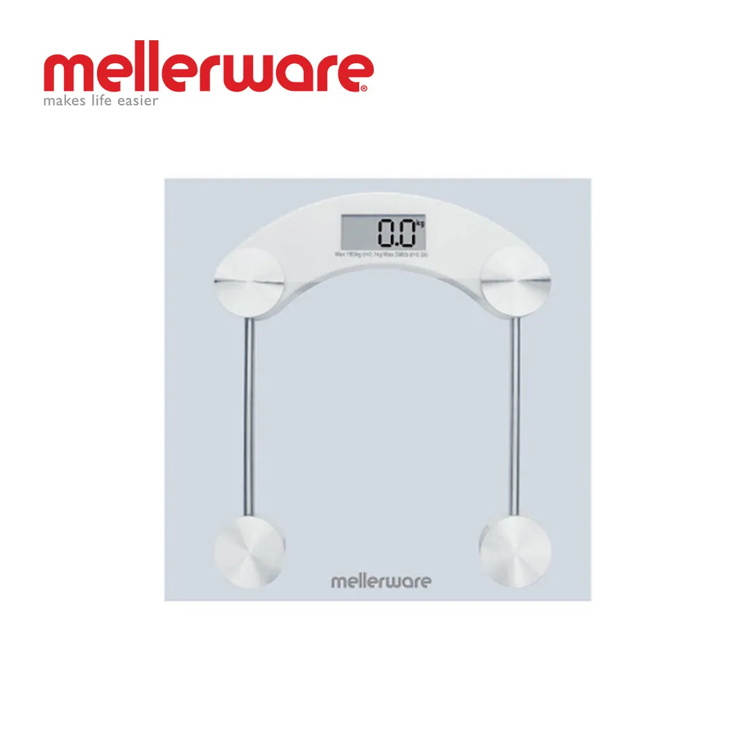 mellerware bathroom scale auto off glass 150kg 3v "munich"