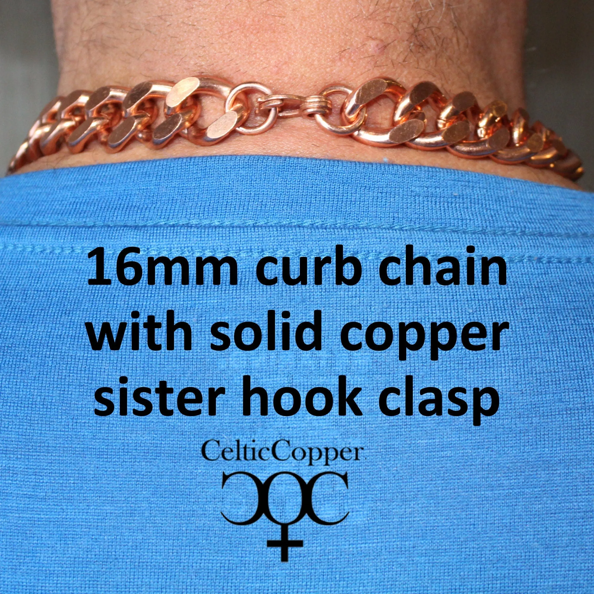 Men's Super Chunky 16mm Copper Cuban Curb Chain Set SET162 Solid Copper 18 Inch Copper Necklace Matching Bracelet Chain