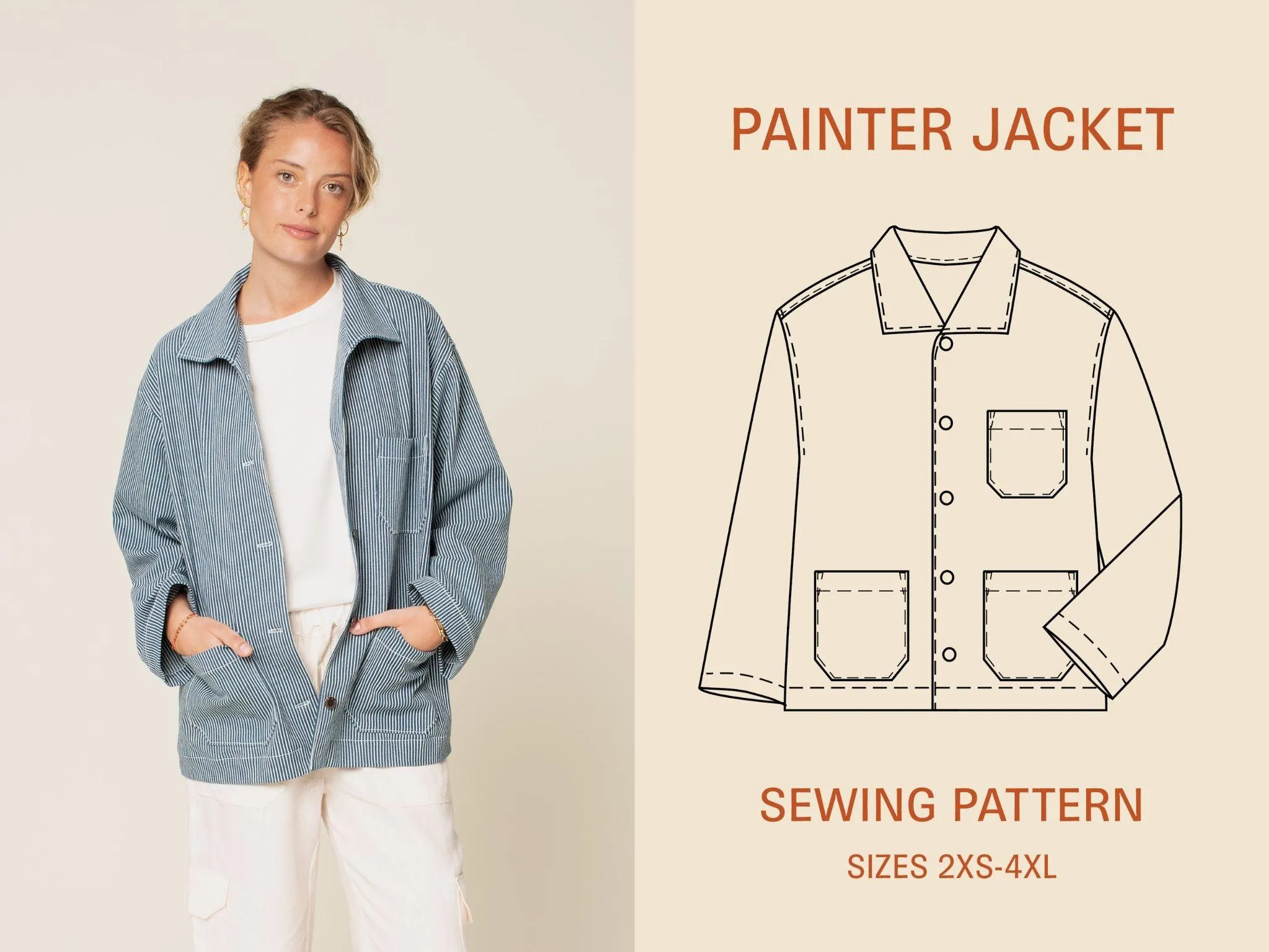 Painter Jacket Sewing Pattern -Unisex