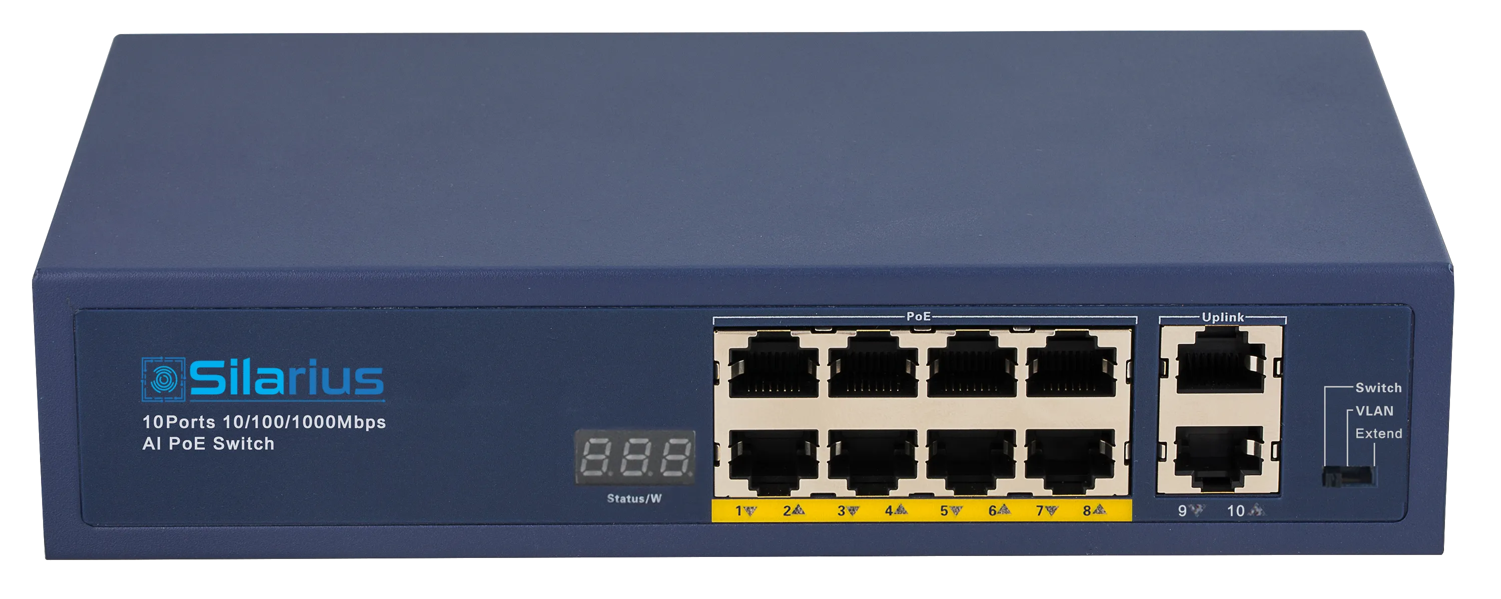 Silarius SIL-A8POE1G96 10 Ports POE  switch with 8 Gigabit Ports PoE , 2 Gigabit Uplinks, VLAN config and POE indicator - 96W POE 