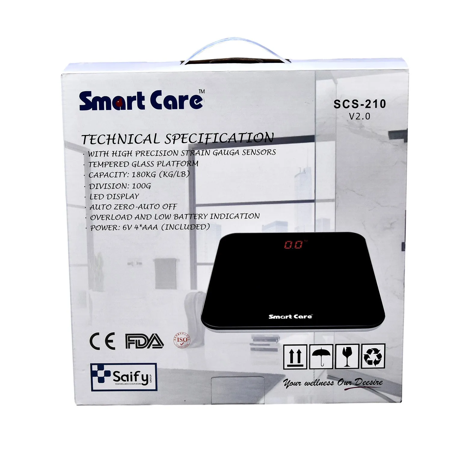 Smart Care Digital Glasstop Weight Scale SCS-210 V2.0